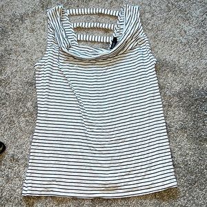 New White House black market sleeveless striped shirt XL tan black white x-large